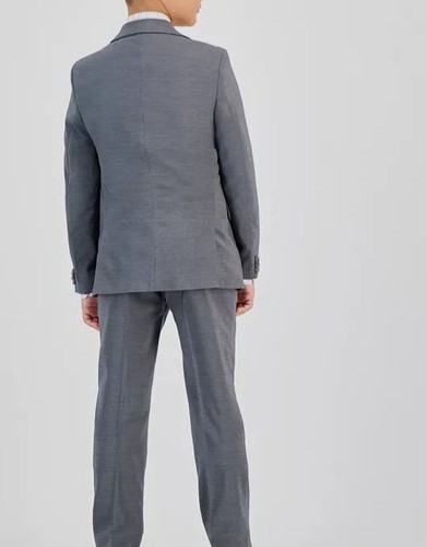 Kenneth Cole Reaction Big Boys Gray Slim Fit Stretch Blazer Suit Jacket Size 14R - Picture 2 of 3
