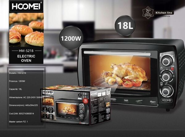 Mini Forno Elettrico 13L Ventilato 1200W: Ideale per Famiglia e Bambini