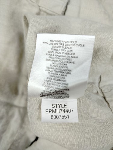 Ellen Tracy Jacket Women's Large Cream Linen Blouse Shacket Utility Overshirt - Picture 4 of 11