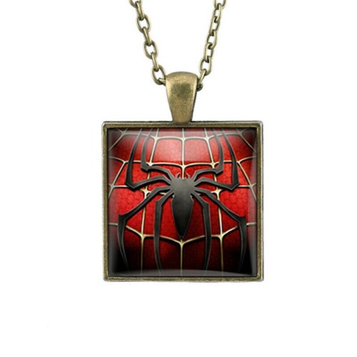 Batman Spiderman Hero Black Bronze Silver Square Pendant Necklace Free Gift Bag - Picture 20 of 25