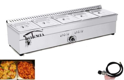 5×1/2 Pan Commercial LP Gas Buffet Food Warmer Steamer 6'' Deep Catering Device