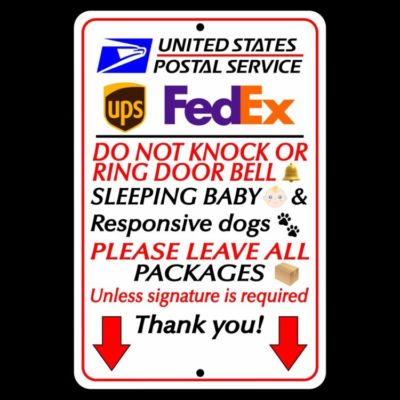 Do Not Knock Or Ring Bell Sleeping Baby Leave All Packages Sign
