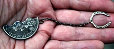 Old Antique Sterling Silver Watch Fob With Old French Coin and Horseshoe