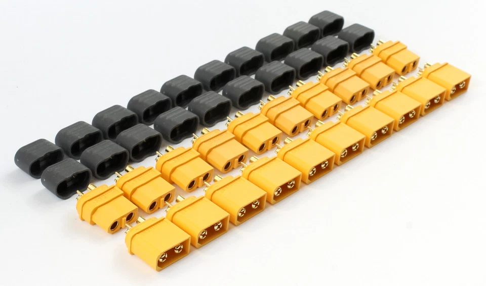 10 Pairs *GENUINE YELLOW AMASS XT60 & CAPS* Connectors/Plugs XT60H RC 12v Lipo - Image 3 of 4