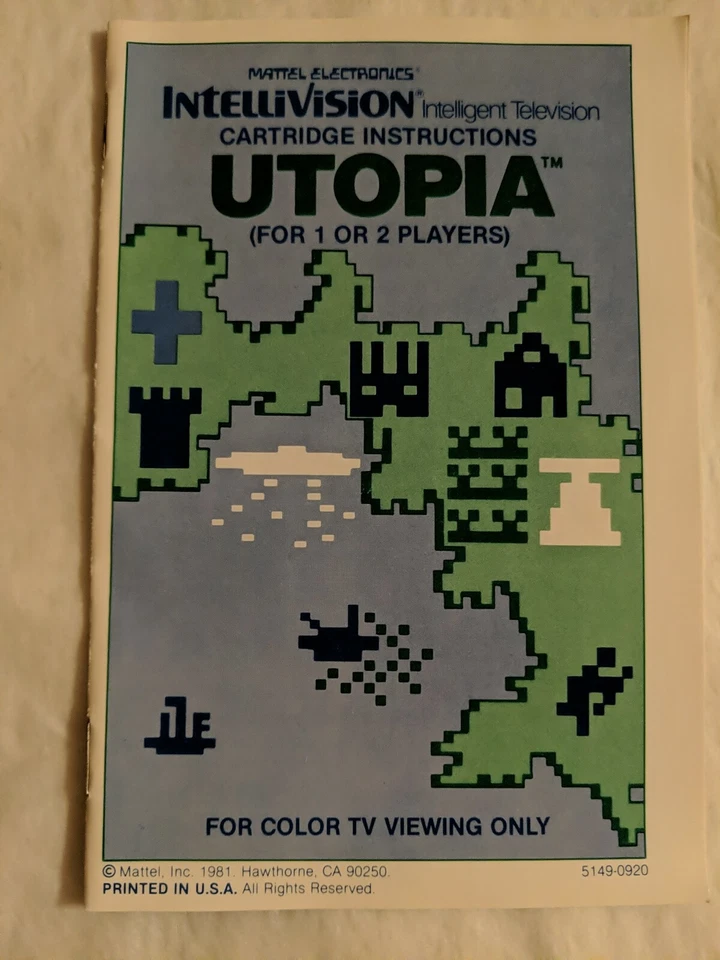 Utopia (Intellivision, 1981) w/ Manual & Overlays - Working - Image 3 of 4