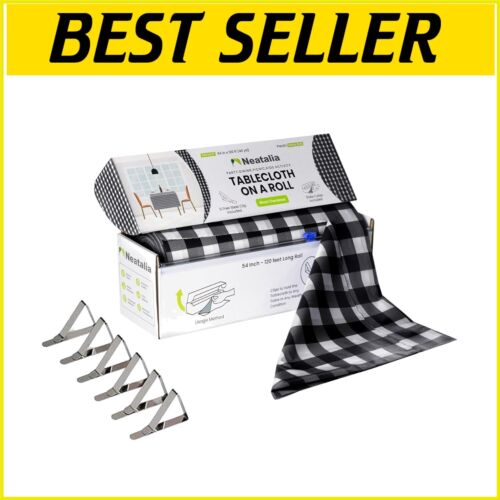 Odorless Black Checkered Plastic Tablecloth Roll - Perfect for Parties & BBQs