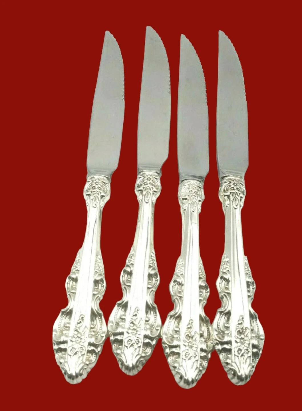 4 El Greco by Reed & Barton Sterling Serrated Steak Knives Custom Made