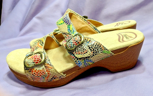 Sandali Dansko Sophie multicolore in pelle con doppio cinturino US 7,5 EU 38 - Foto 3 di 11