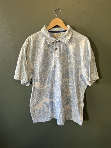 Crazy Shirts Herren Poloshirt Blau Blumenmuster Kurzarm Größe XL