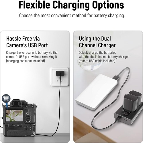 NEEWER Vertical Battery Grip Replacement for VG-C4EM with Two NP-FZ100 Batteries - Picture 4 of 12