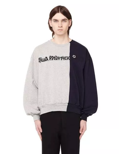 GOSHA RUBCHINSKIY COMBO LOGO SWEAT LIGHT GREY & DARK NAVY