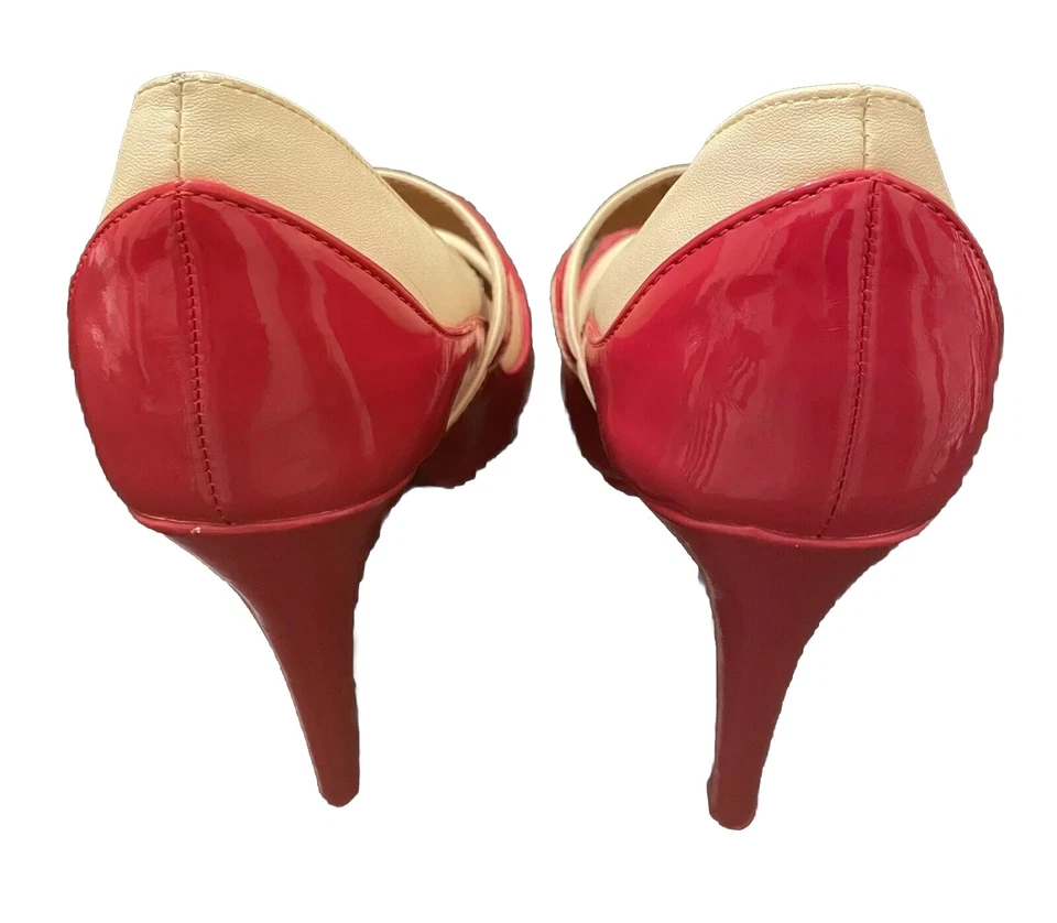 Bomba de tacón de plataforma roja y crema vintage de T.U.K Graham Street Shoe Co talla 9 Foto 4 de 4