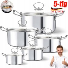 Kochtopfset Kochgeschirrset Topf-Set Edelstahl 5tlg Induktion spülmaschinenfest~