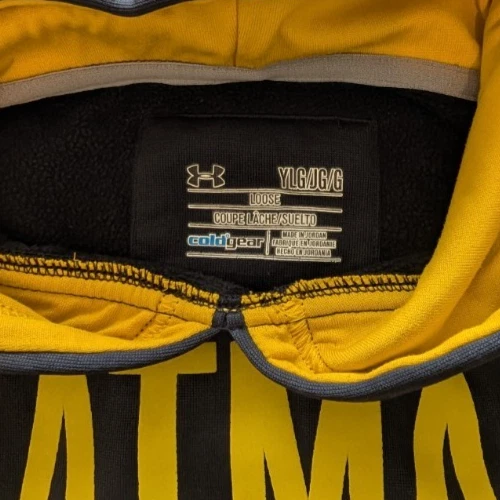 Sudadera con Capucha Under Armour Juvenil Grande Negra Amarilla Batman Cold Gear Pullover DC Foto 3 de 4