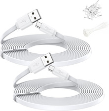 2 Pack 40FT Power Extension Cable Flat, USB-A to Micro USB Charging Cord