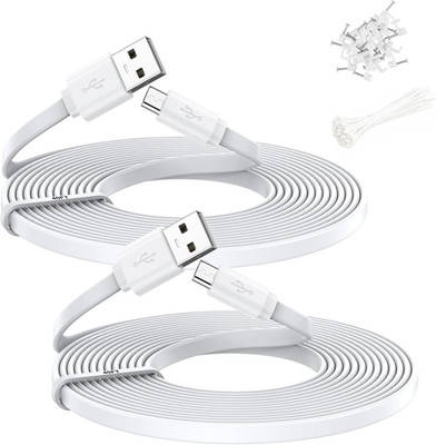 2 Pack 40FT Power Extension Cable Flat, USB-A to Micro USB Charging Cord