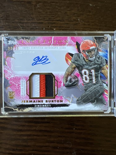 2024 Topps Inception Jermaine Burton RC Provenance Patch Autograph Pink /35 HD