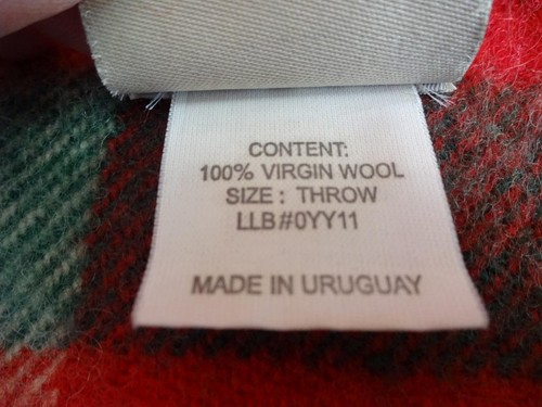 VINTAGE LL BEAN TARTAN KARIERT 100 % WOLLE ROT/GRÜN/ELFENBEIN CAMP DECKE ÜBERWURF 56 X 66" - Bild 5 von 8