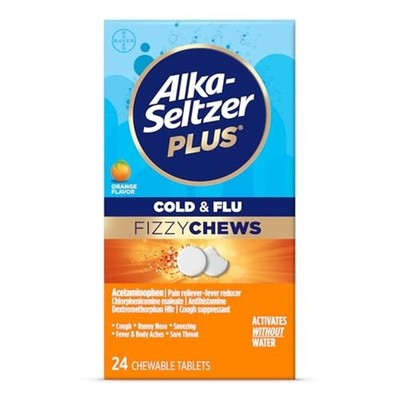 Alka-seltzer Plus Cold & Flu FizzyChews, Orange Flavor, 24 Count EXAPR26
