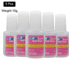 10g Extra Strong Nail Glue Clear Strong Adhesive Acrylic False Nails Tips 5pcs