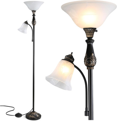Vintage 71'' Torchiere Floor Lamp with Reading Light for Living Room & Bedroom