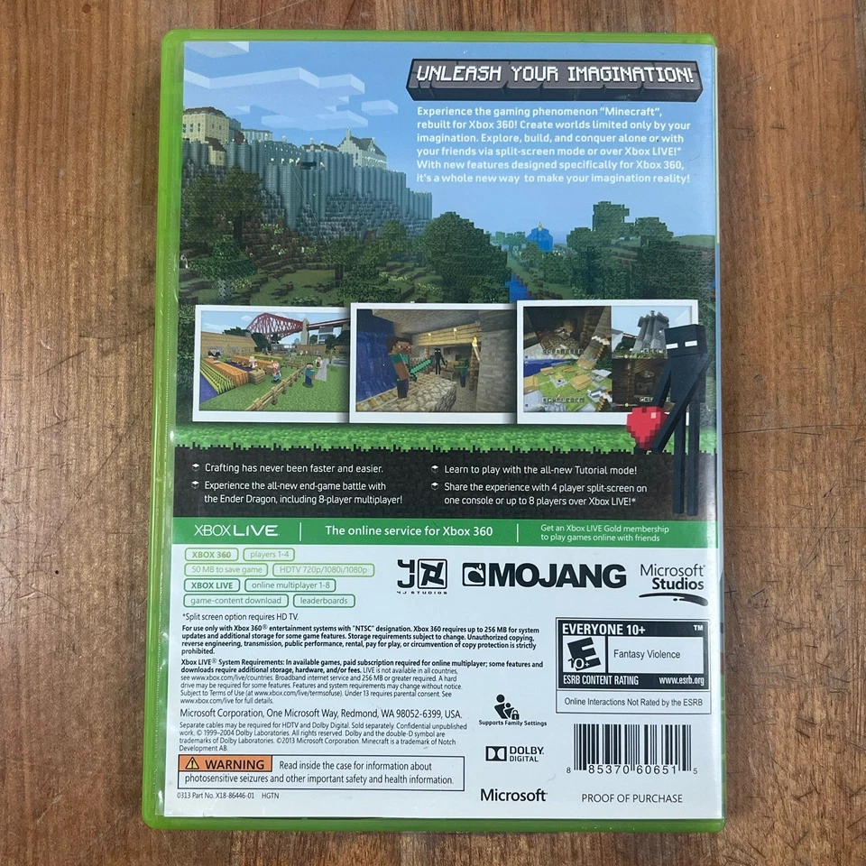 Minecraft: Xbox 360 Edition (Microsoft Xbox 360, 2013) Great Condition - Image 3 of 3