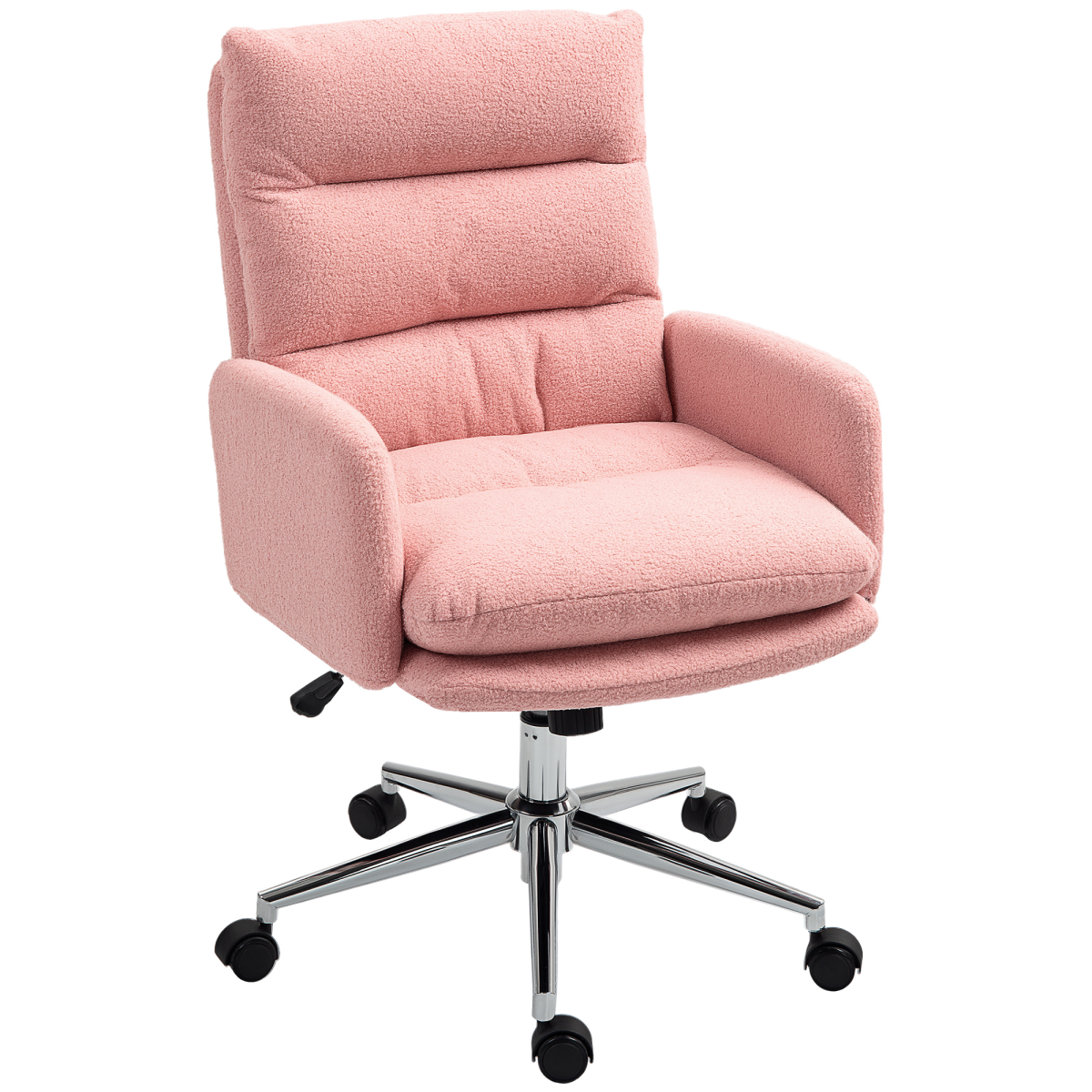 HOMCOM Upholstered Desk Chair with Height Adjustable - Pink