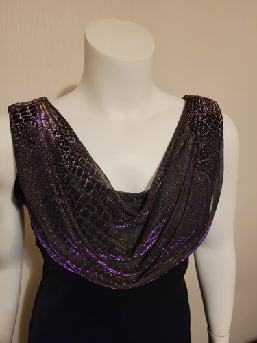 Size 14 Black Purple Sleeveless Long Dress Wedding Prom Formal Gown - Picture 2 of 12
