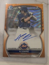 AJ Ewing 2023 Bowman Draft Chrome 1st Orange Wave Refractor Auto /25 Mets