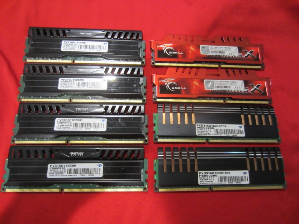 Lote de 18 piezas de memoria Udimm G.Skill, Corsair, Patriot, Crucial 8GB DDR3-1600/1866Mhz Foto 4 de 4