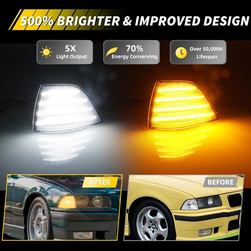 Luces de señalización LED transparentes para BMW E36 serie 3 cupé 92-99 Foto 2 de 4