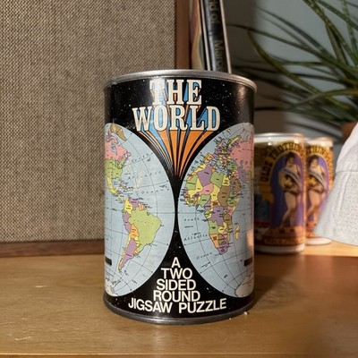 Vintage Complete Jigsaw Puzzle - The World - 2 Sided - 1970 s Science Puzzle