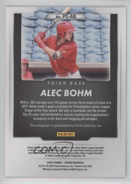 2020 Panini Prizm Prospect Signatures Alec Bohm #PS-AB Auto - Image 2 of 2