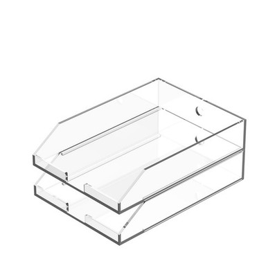 2er Set stapelbare Papierfächer aus Acryl, Aktenorganizer von Bur...