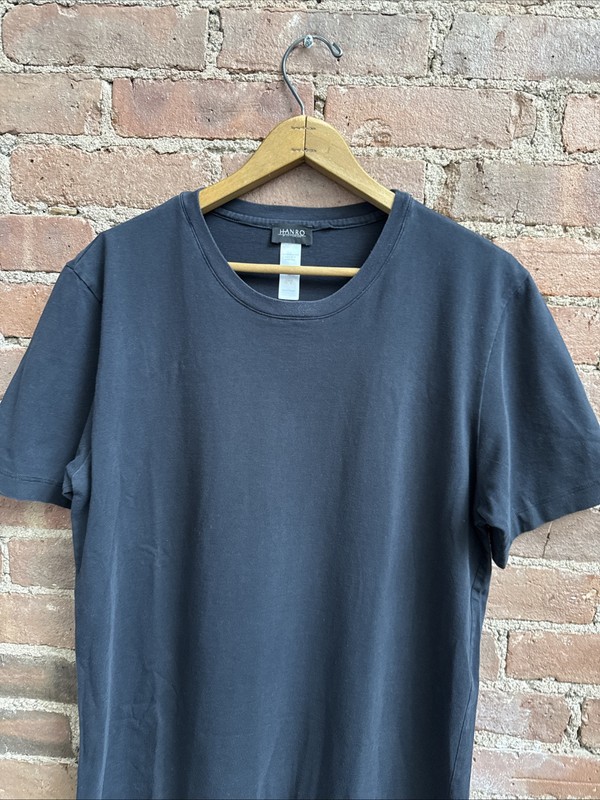 Hanro Men’s Living 100% Cotton T Shirt, Sz Medium Gray