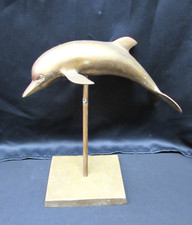 Antique Large Brass Dolphin Stand MCM Midcentury Modern Rare SEE DESC
