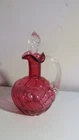 Vintage Fenton Blown Glass Cranberry Swirl Cruet & Stopper
