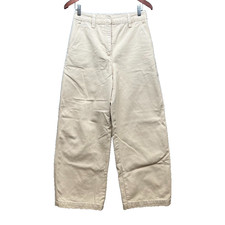 Zara Wide Leg Jeans Womens 2 Light Beige High Rise Utility Urban Streetwear