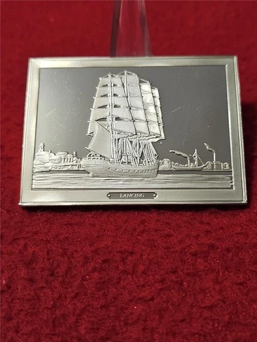 SHIPS' AHOY LANCING 3.125 Troy Oz Sterling Silver Proof                 #T0840
