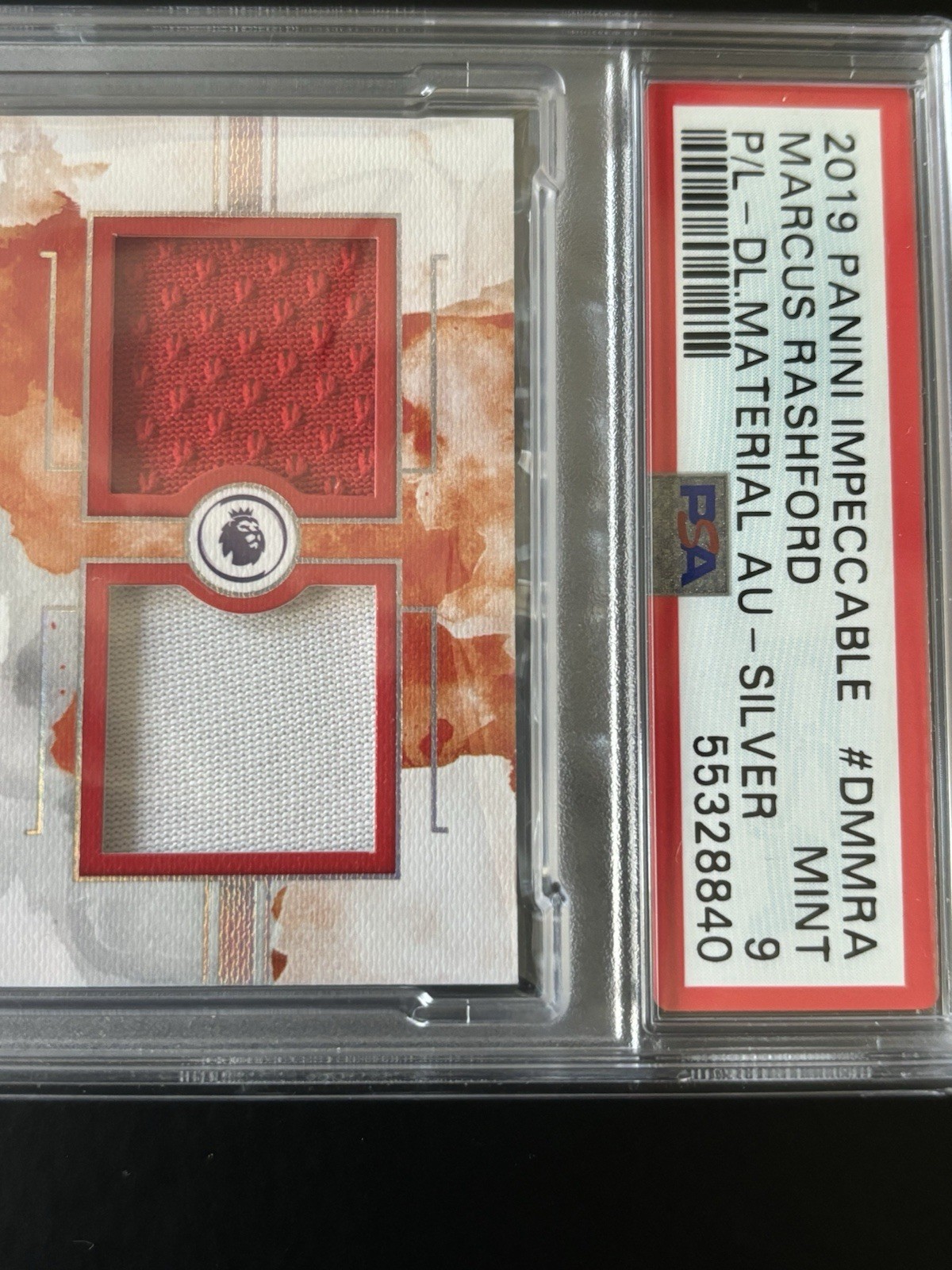 2019-20  Panini Impeccable Premier League - Marcus Rashford 19/25 Patch PSA 9 view 5
