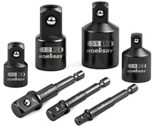 7 Piece Impact Sockets Adapter Set, Hex Shank Socket to Drill Adapter 1/4" 3/...