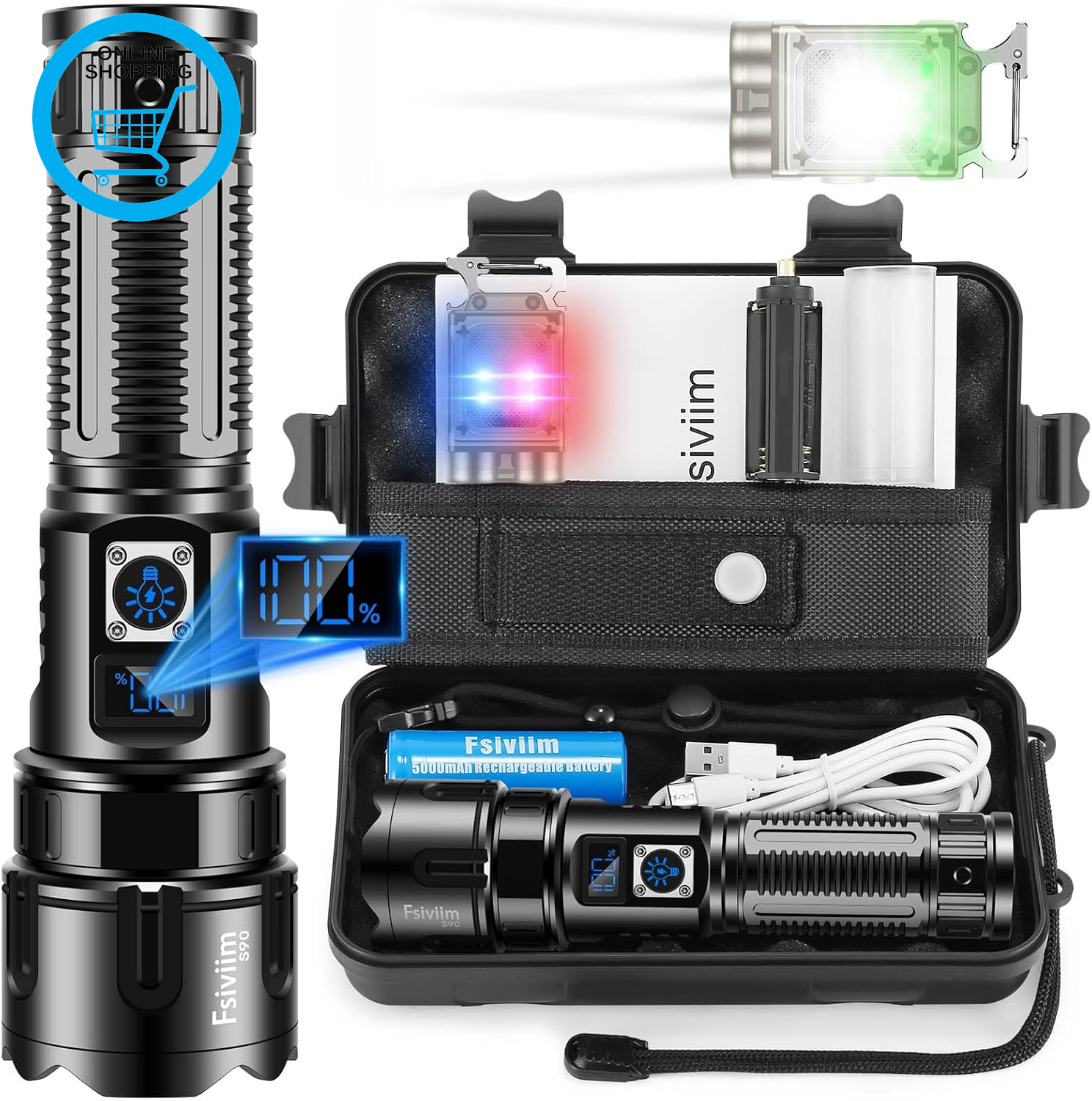 Torches Led Super Bright, 500,000 Lumens Led Torch Rechargeable, Powerful Flashl
