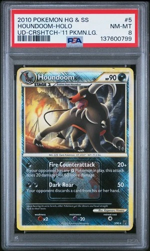 2010 POKEMON HEARTGOLD & SOULSILVER UNDAUNTED #5 HOUNDOOM-HOLO PSA 8