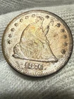 1876 Seated Liberty Quarter, Tough Choice High Grade + Silver 25c Toned
