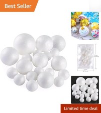 20-Piece Set of White Foam Balls in 5 Sizes for Arts and Crafts Projects