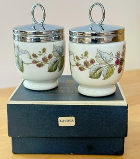 Royal Worcester Egg Coddler Set pair of Lavinia Design in Excellent Condition