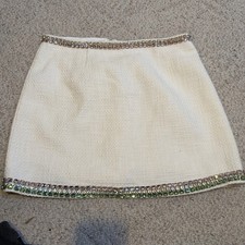 Cinq A Sept Rhinestone White Skirt BNWOT SIZE 10 No Tag See Measurements