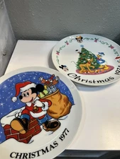 Disney Vintage Christmas Collector Plates by Schmid 1974 & 1977 Lot Of 2