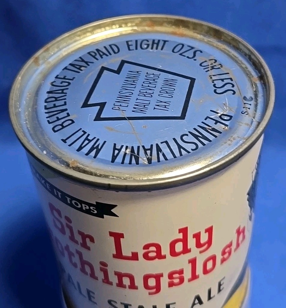 Vintage Sir Lady Frothingslosh  Steel  beer can Pittsburgh Pennsylvania Brewing 