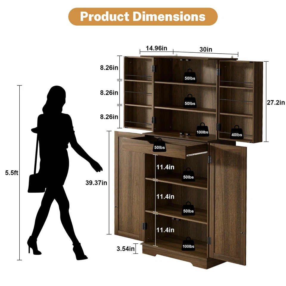 72" H Kitchen Pantry Storage Cabinets with Doors and Adjustable Shelves, Farm... - Image 2 of 4